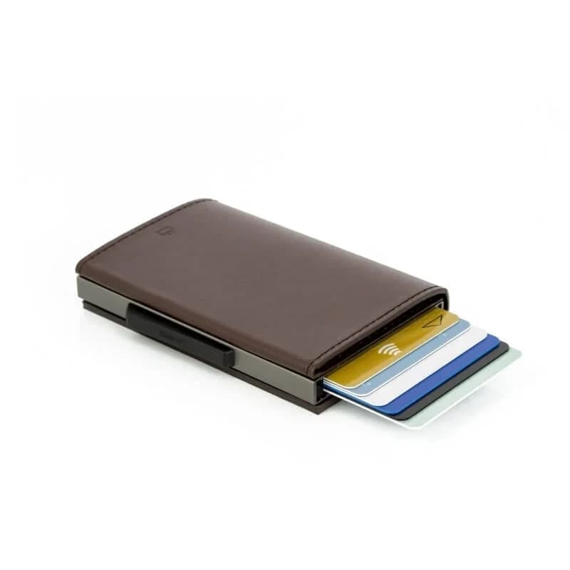 Carteira 6 Cartões OGON Cascade Aluminium Pele Brown