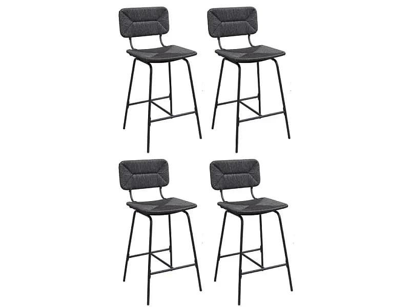 Conjunto de bancos de bar e ilha de metal com assento de vime 65cm TIDRA