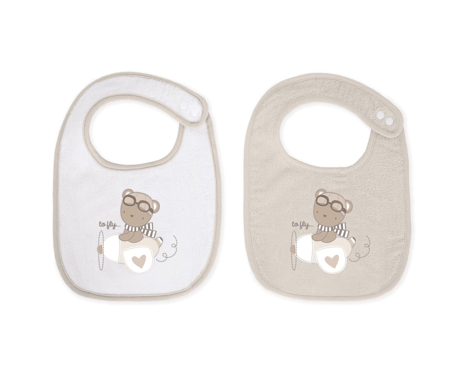 Conjunto de 2 babetes Dreamy Flight em tecido turco bege
