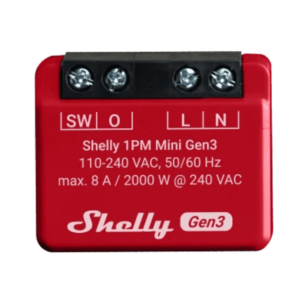 Shelly Mini Módulo Interruptor P/ Automação Wi-fi C/ Med. de Energia 110/240VAC 8A Plus 1PM Mini - SHELLY-PLUS1PM-MIN