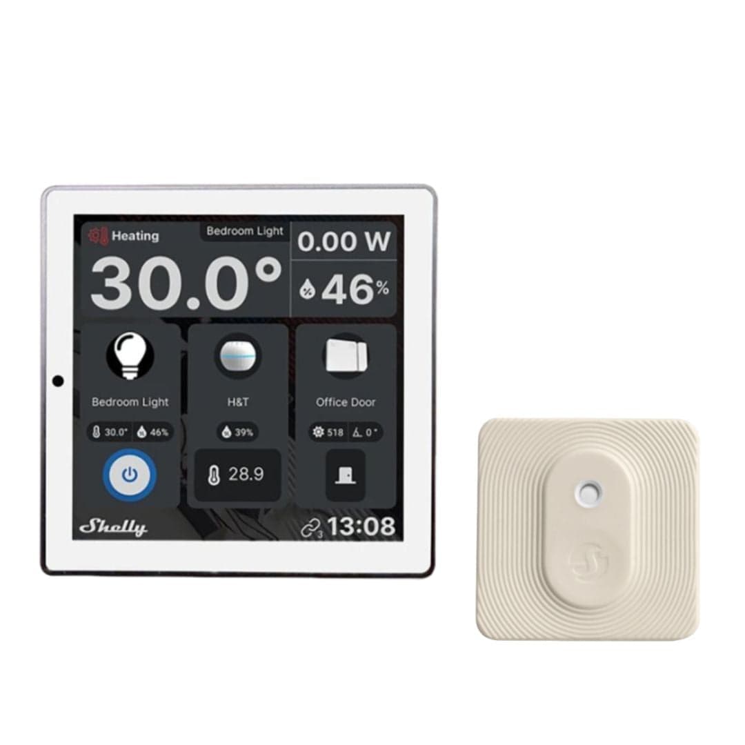 Shelly Wall Display Branco - Ecrã Touch 4'' de parede p/ controlo centralizado + Sensor de Temperatura e Humidade