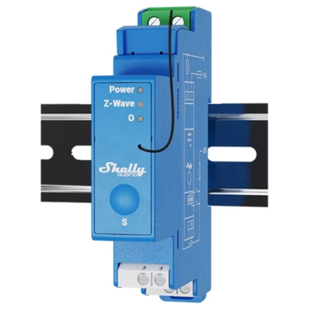 Shelly Módulo Z-Wave™ de 1 Canal com Contacto Seco p/ Calha DIN – 110-240 V AC / 16 A - Shelly Qubino Wave PRO 1