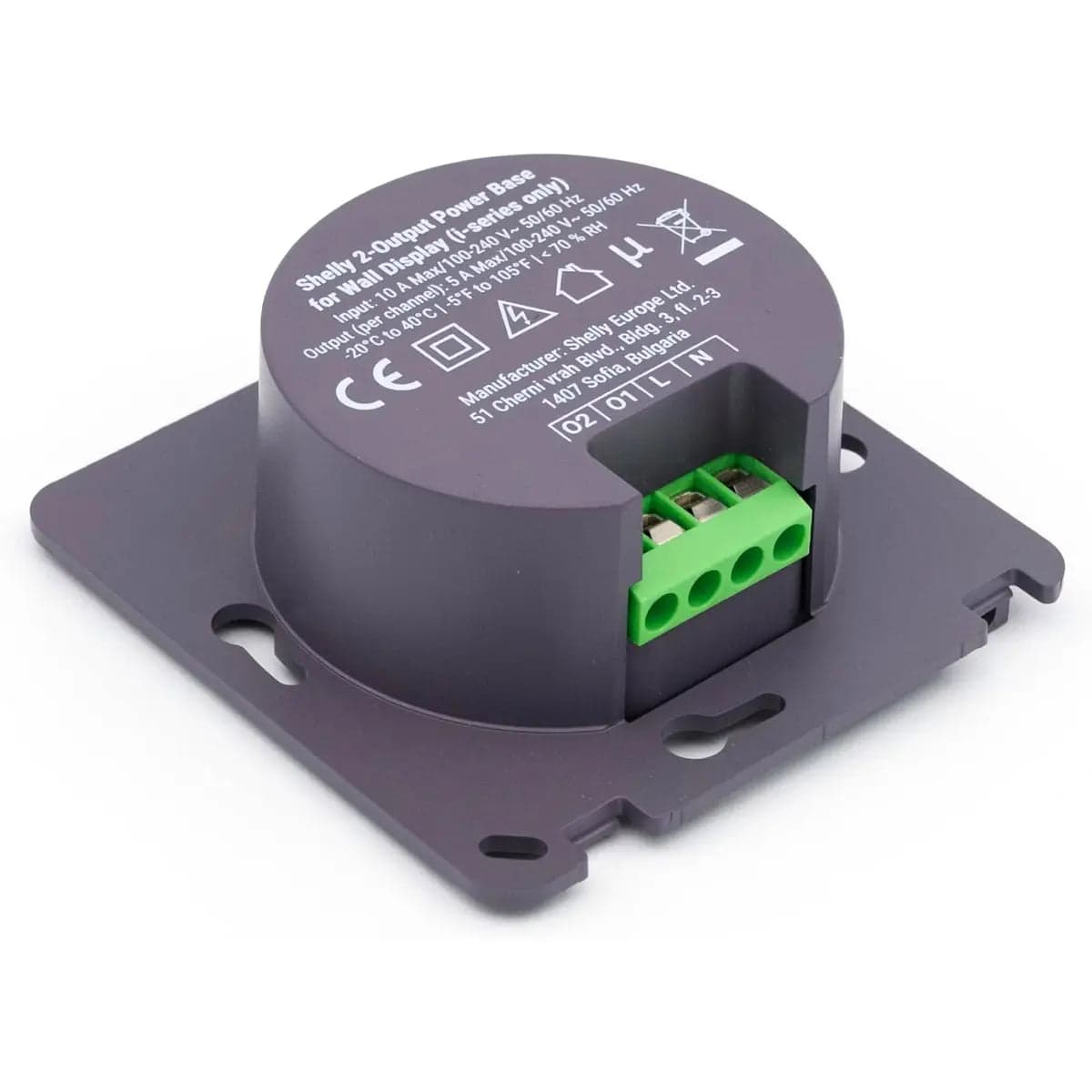 Shelly 2-Output Power Base - Base Alimentação 2 Relés 5A para Wall Display
