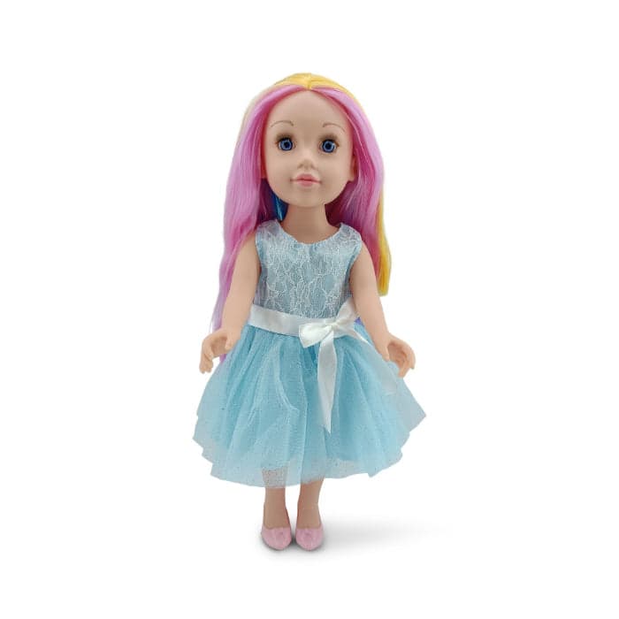 Boneca Pretty Girl Moni Azul com laço branco 46 cm