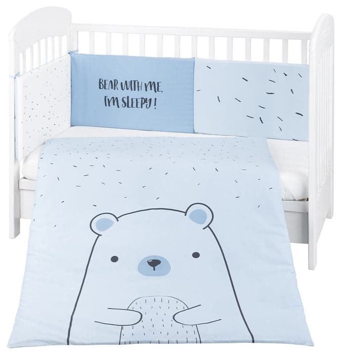 Conjunto jogo de cama 2pçs 60x120cm Kikka Boo Bear with me Azul