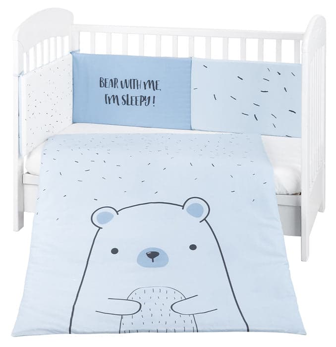Conjunto jogo de cama 2pçs 70x140cm Kikka Boo Bear with me Azul