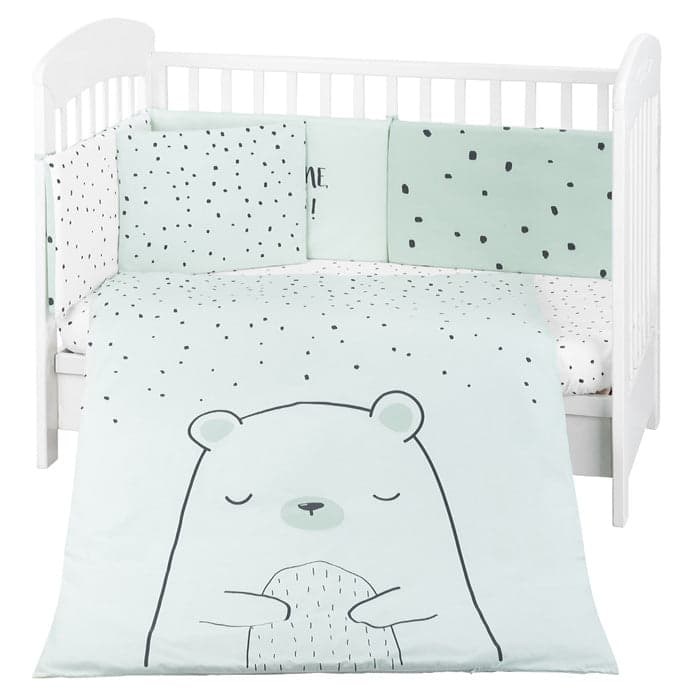Conjunto jogo de cama 6pçs 70x140cm Kikka Boo Bear with me Menta