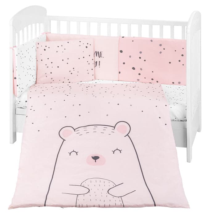 Conjunto jogo de cama 6pçs 70x140cm Kikka Boo Bear with me Rosa