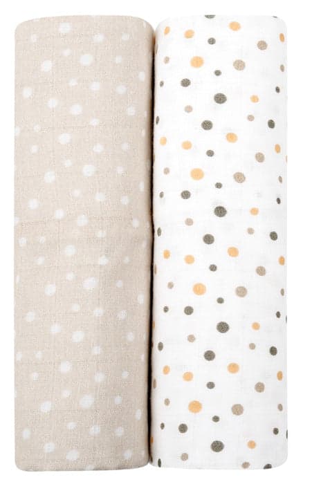 Conjunto fraldas musselina 2pçs 80x80cm Kikka Boo Dots Beige