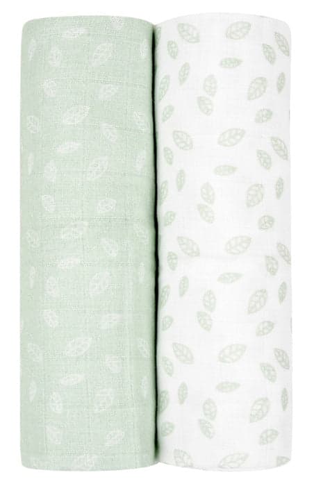 Conjunto fraldas musselina 2pçs 80x80cm Kikka Boo Leaves Menta