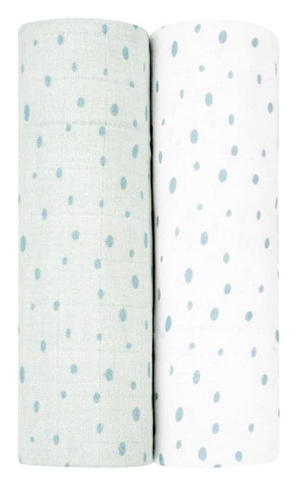 Conjunto fraldas musselina 2pçs 80x80cm Kikka Boo Dots Azul