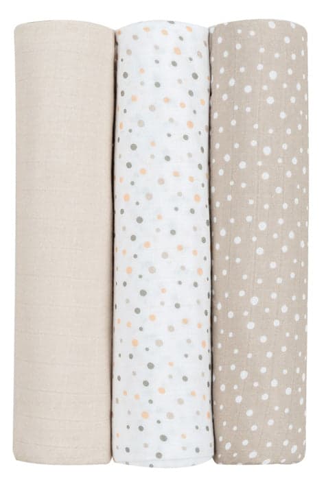 Conjunto fraldas musselina 3pçs 80x80cm Kikka Boo Dots Beige