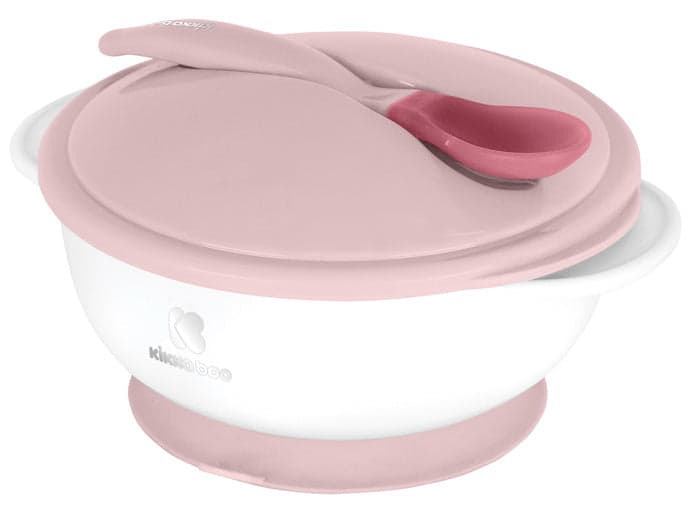 Tigela com ventosa e colher sensível ao calor Kikka Boo Rosa