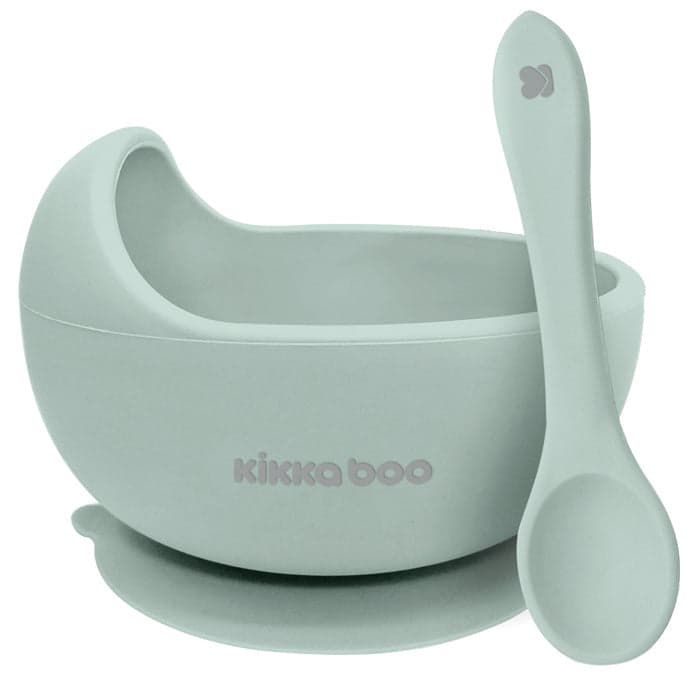 Tigela de silicone com ventosa e colher Kikka Boo Yummy Menta