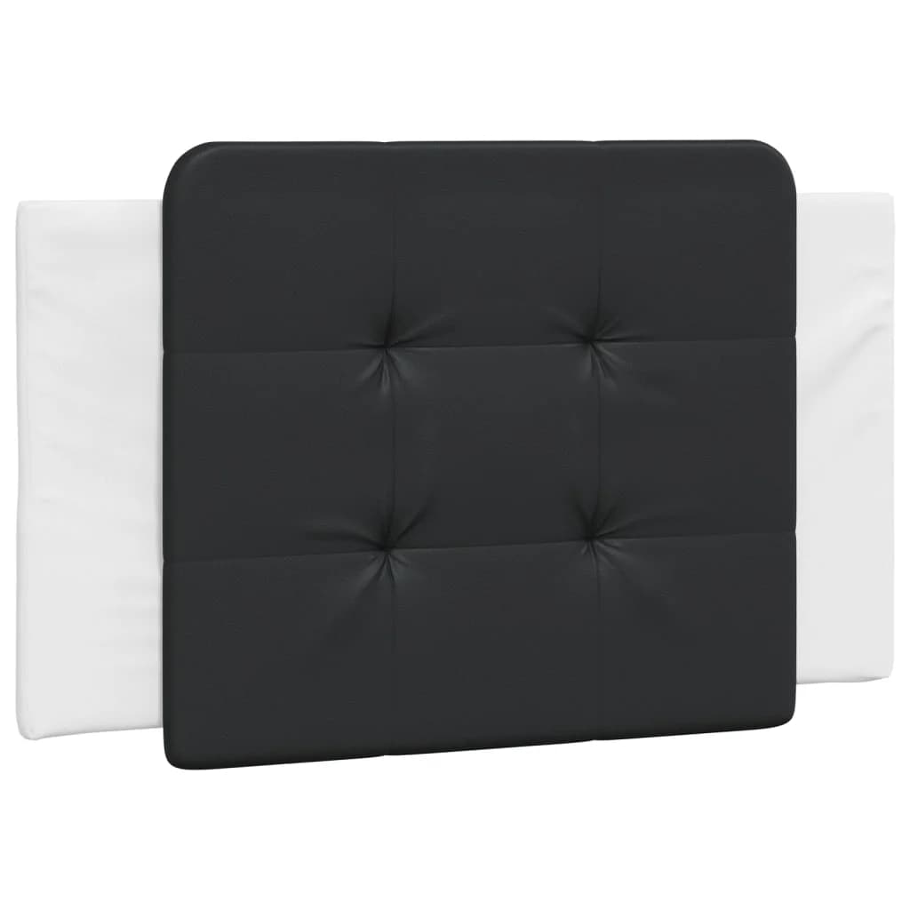 vidaXL Almofadão de cabeceira Zadar 90 cm couro artificial preto e branco