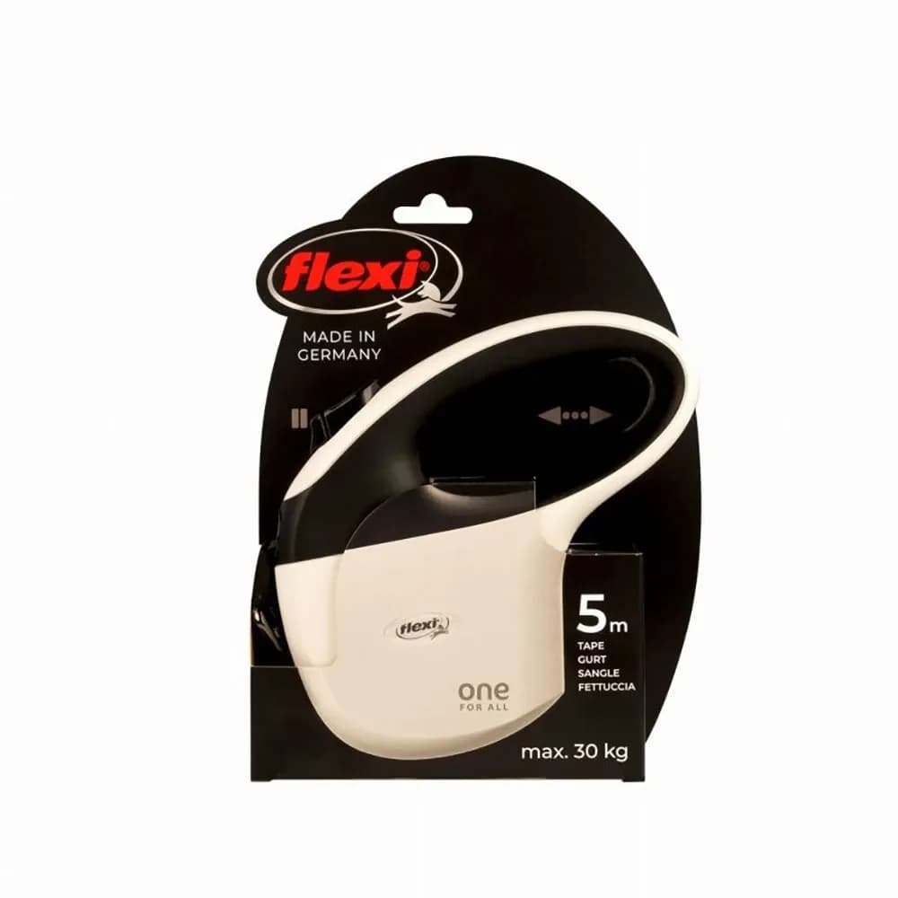 Flexi One For All Trela Extensível Fita Branco/Preto 5 Metros