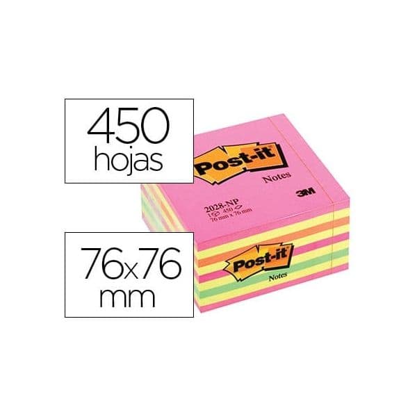Post-it Bloco de Notas Adesivas Cubo, 76x76 mm 450 Folhas Multicolor