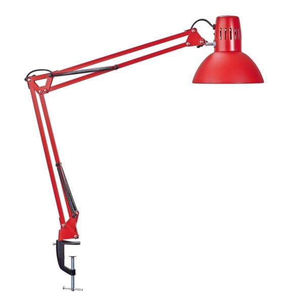 Candeeiro de Escritório Maul Study com Pinça, Vermelho, 17x44x35 cm, 57W