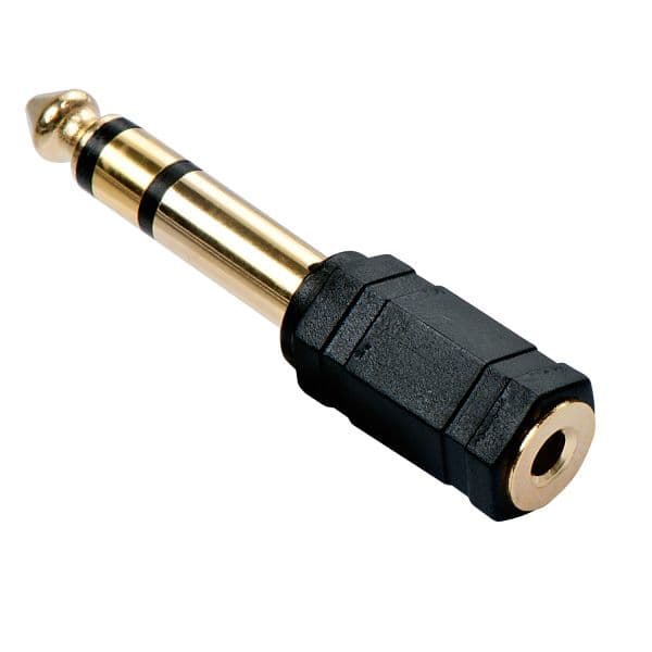 Lindy 35620 Adaptador de Cabo de Áudio 6,3mm para 3,5mm Macho/Fêmea Preto Banhado a Ouro
