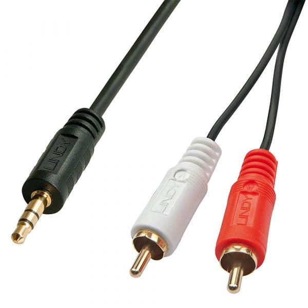 Lindy 35681 Cabo de Áudio 3.5mm para 2xRCA 2m Dourado
