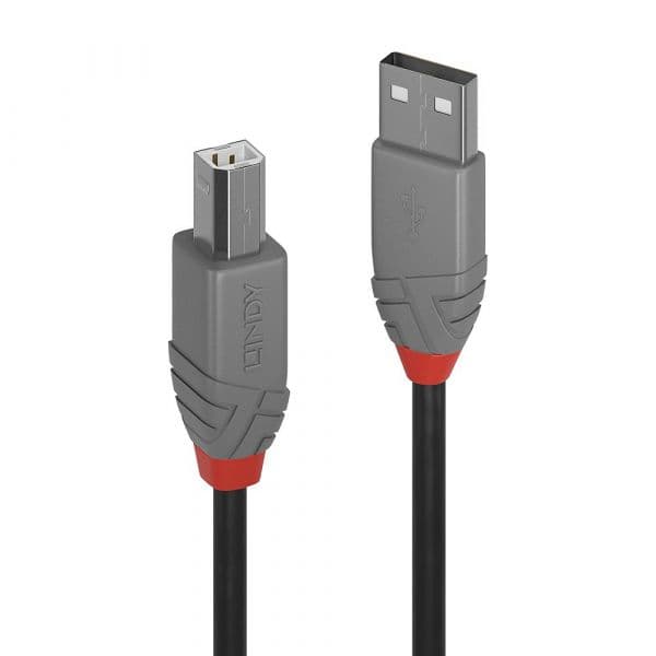 Lindy - 36677 cable USB 10 m USB 2.0 USB A USB B Negro, Gris, Rojo - 36677