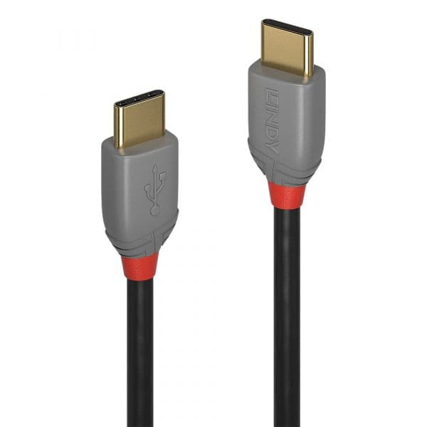 Lindy - 36872 cable USB 2 m USB 2.0 USB C Negro, Gris - 36872