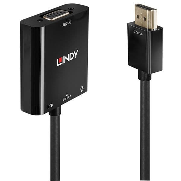 Lindy Conversor HDMI para VGA e Áudio 38285 1080p sem Escalamento Preto