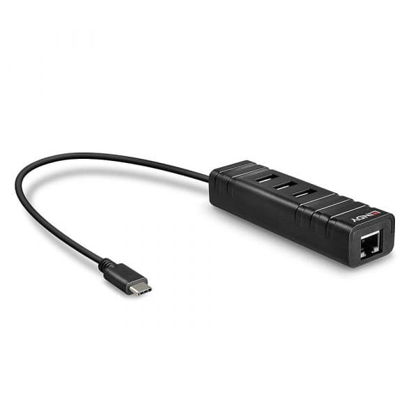Lindy 43249 Hub USB 3.2 Gen 1 Type-C Gigabit Ethernet Preto