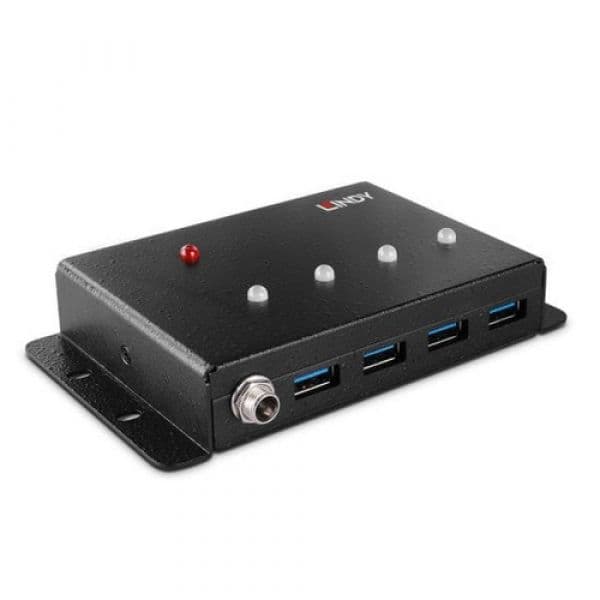Lindy 43374 Hub USB 3.0/3.2 Gen 1 Metal 4 Portas Black