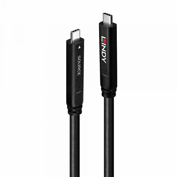 Lindy 43398 Cabo Híbrido USB-C DisplayPort 1.4 10Gbps 60W 10m Preto