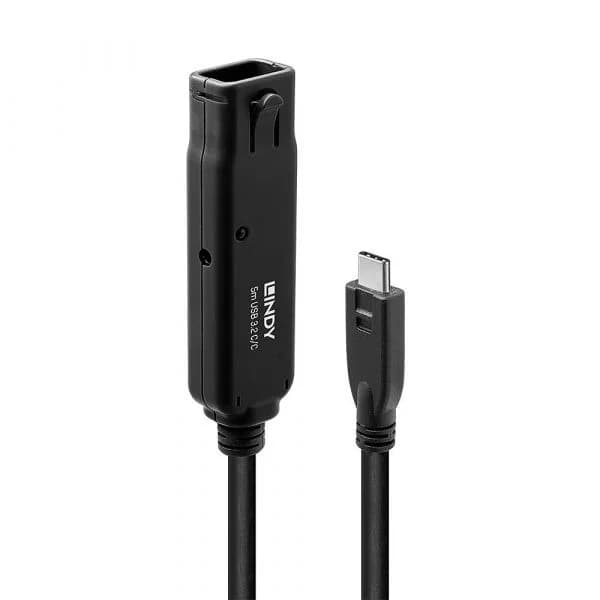Lindy 43405 Cabo de Extensão USB-C 3.2 Gen 2 10Gbps Ativo 5m Preto
