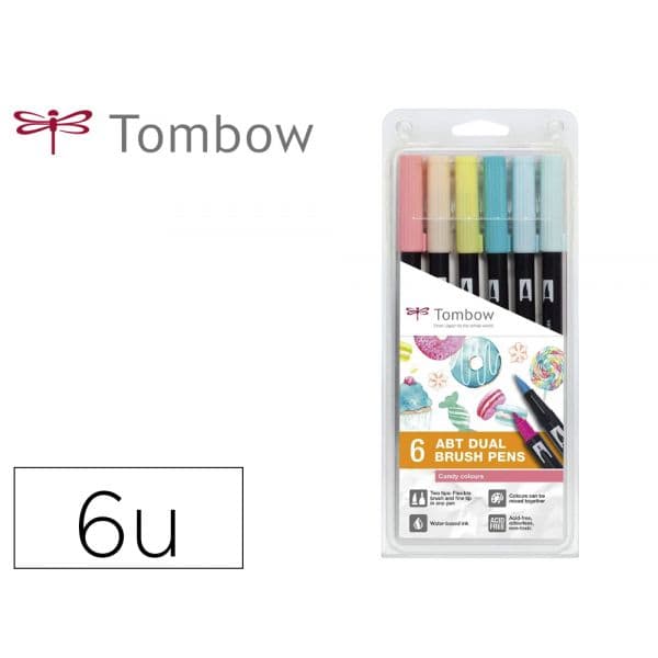 Tombow Marcadores Dual Brush Ponta Dupla Pincel Estojo de 6 Unidades Escala de Cinzas