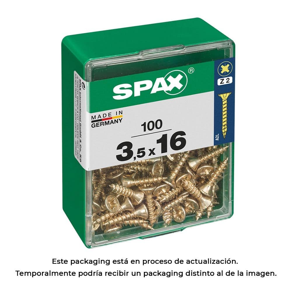 CAIXA 100 UNID. PARAFUSO MADEIRA SPAX CABEZA PLANA YELLOX 3,5X16M