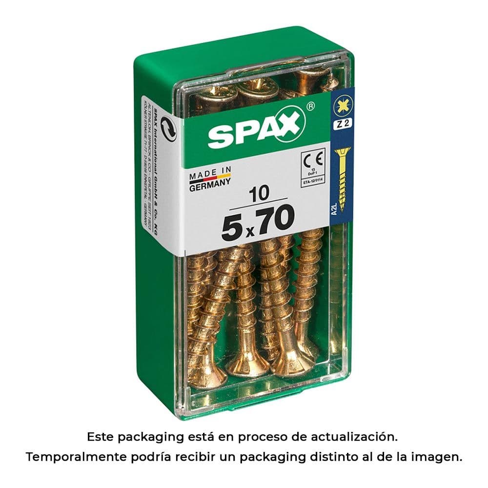 CAIXA 10 UNID. PARAFUSO MADEIRA CABEZA PLANA YELLOX 5,0X70MM SPAX