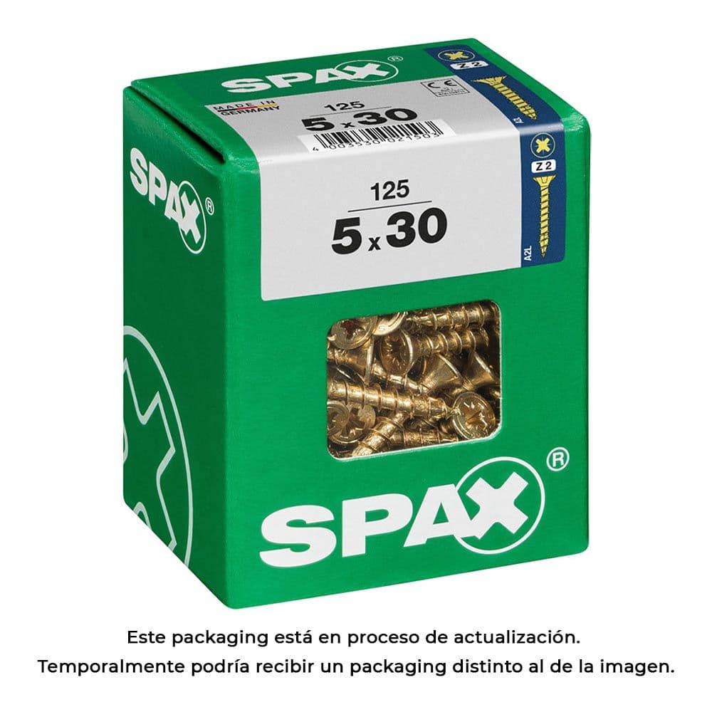 CAIXA 125 UNID. PARAFUSO MADEIRA CABEZA PLANA YELLOX 5,0X30MM SPA