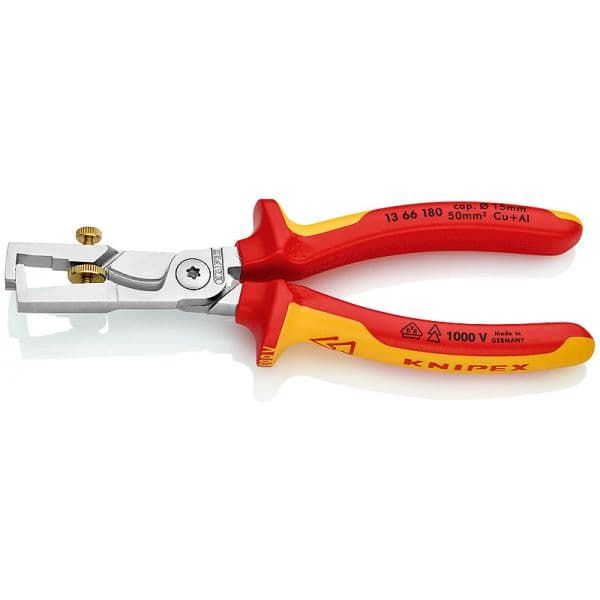 Knipex Alicate de Descarnar StriX 13 66 180 com Cortador de Arame Isolado Cromado 180mm