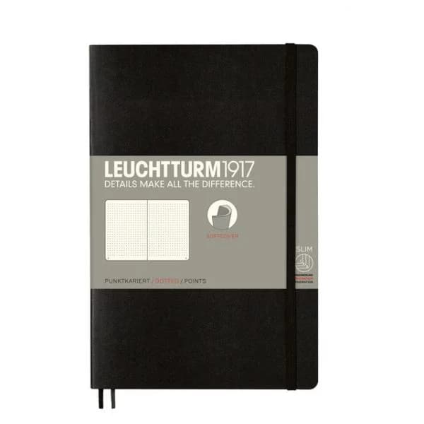 Leuchtturm1917 - Caderno de Notas B6 Capa Mole Pontilhado Preto