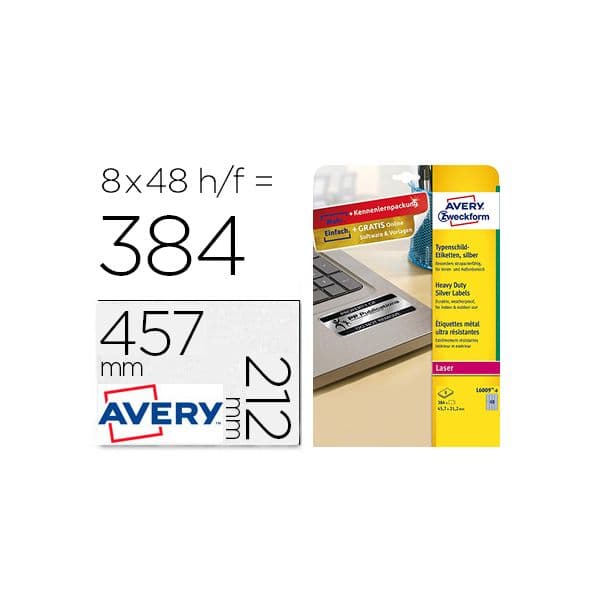 Avery Etiquetas Impressora a Laser Resistentes a Intempérie 45.7x21.2 mm Prateado