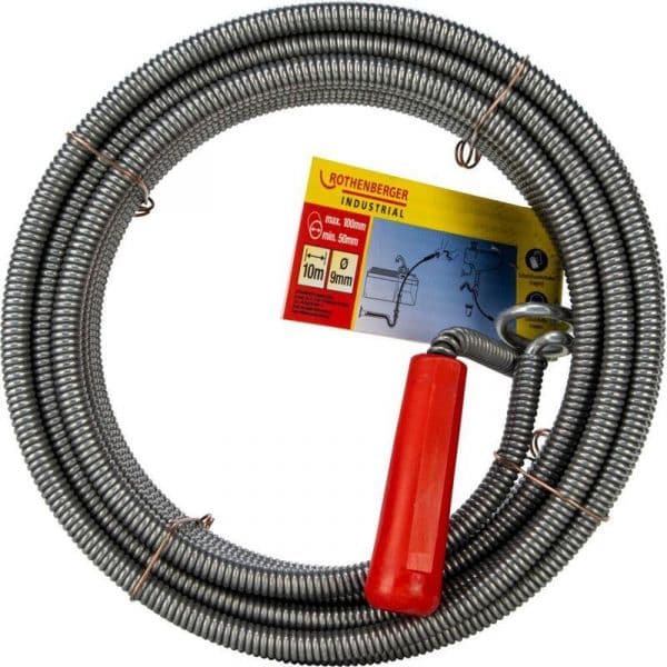 Rothenberger Espiral de Limpeza de Tubos Industrial 10m Ø9mm Aço Galvanizado