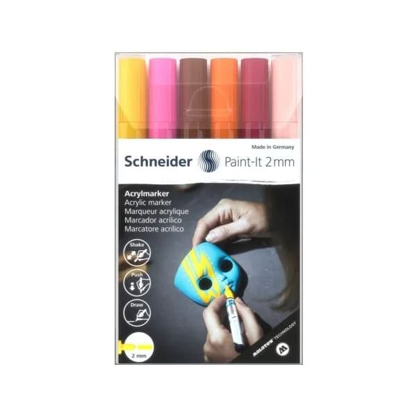Schneider Conjunto de Marcadores Acrílico c/ 6 Unidades 2MM - SCH120197