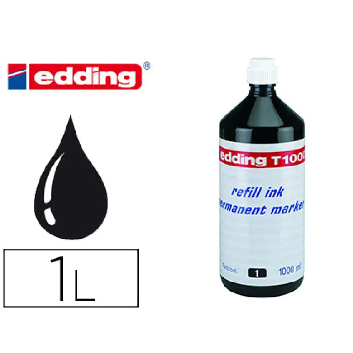 Edding Frasco Tinta Preto 1000ml - T1000-01