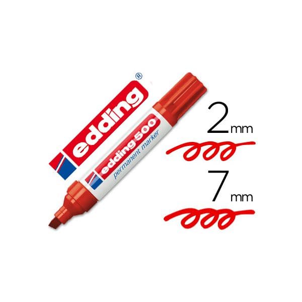 Edding Marcador Permanente 500 Vermelho -ponta Biselada 7 mm 10 un.