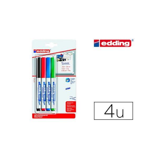 Edding Marcador p/ Quadro Branco 661 Ponta Redonda 1-2 mm (4 Unidades) Colores Sortidas - OFF151886CE