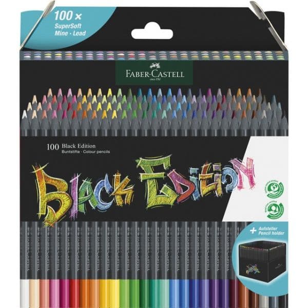 Faber-castell Lapis Cor 18cm Black Edition Cx Cartao 100un