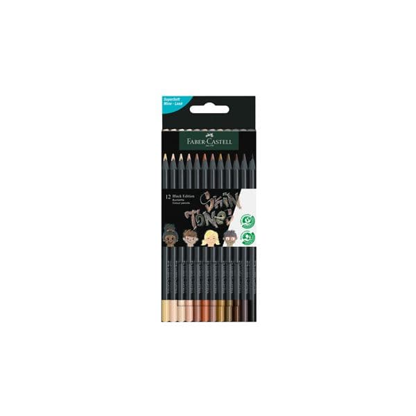 Faber-castell Lapis Cor 18cm Black Edition Tons Pele 12un