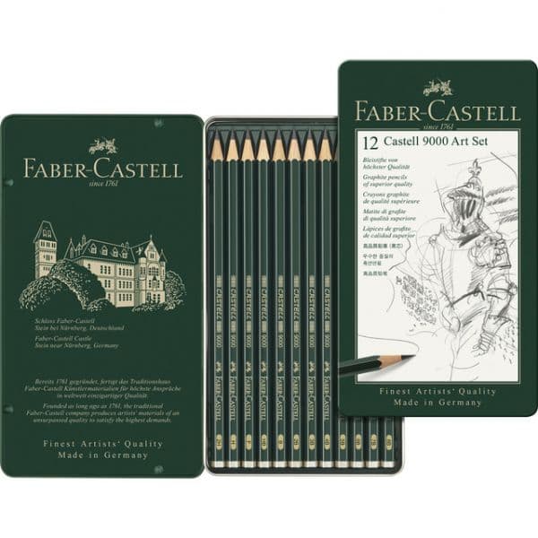 Faber-Castell Estojo de Metal c/ 12 Lápis Castell 9000 Arte Faber Castell Preto