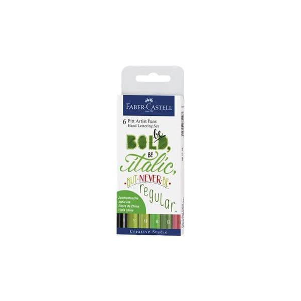 Faber-Castell Estojo de 6 Marcadores Hand Lettering Pitt Artist Pen Faber Castell Verde Multicolor