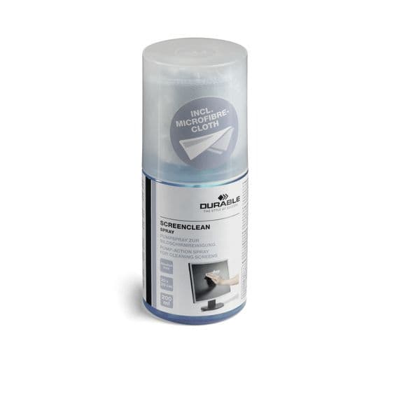 Durable 582300 Spray Limpeza Ecrãs 200ml com Pano