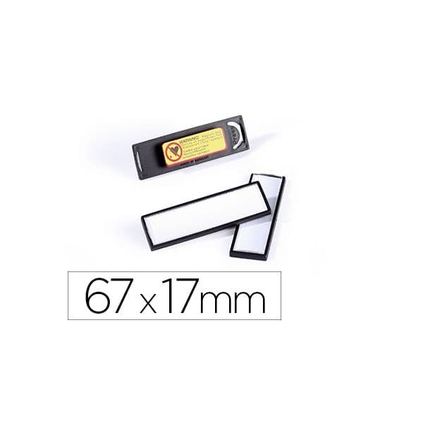 Durable Identificador Magnético com Efeito Lupa Preta 67x17mm 25 Un.