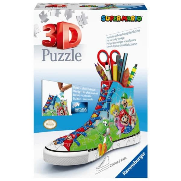 Ravensburger Quebra-Cabeça 3D Porta-Lápis Super Mario Tênis 108 Peças